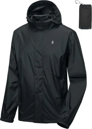 Little Donkey Andy Men's Packable Rain Jacket Windbreaker Waterproof Lightweight Rain Coat with Hood for Golf Cycling Hiking