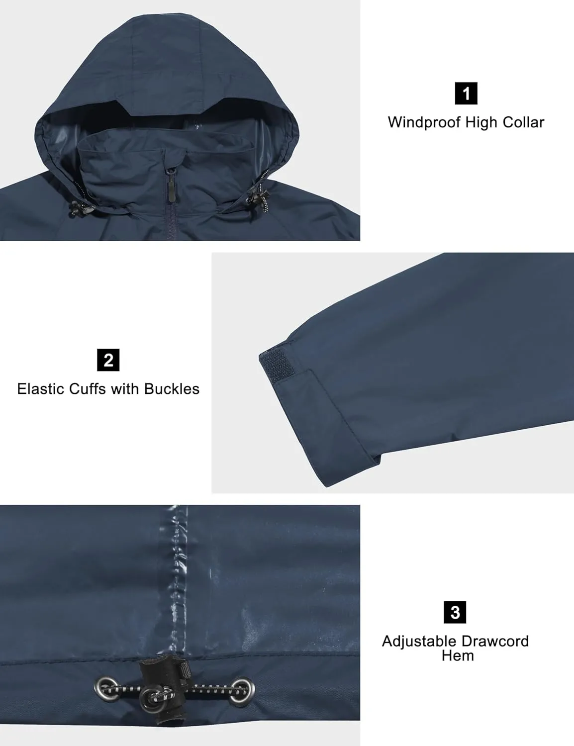 Little Donkey Andy Men's Waterproof Rain Jacket Lightweight Rain Shell Jacket Raincoat with Packable Hood