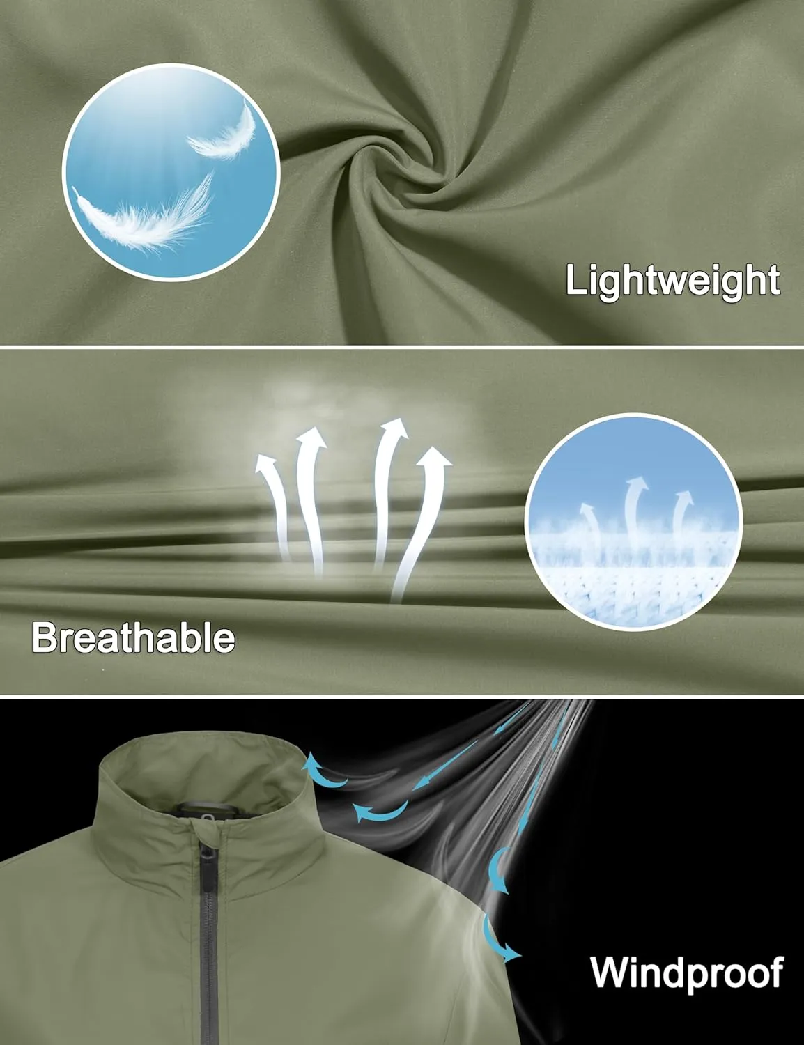 Little Donkey Andy Women's Lightweight Windbreaker Jacket Breathable Windproof Jacket Hiking Running Golf UPF50 