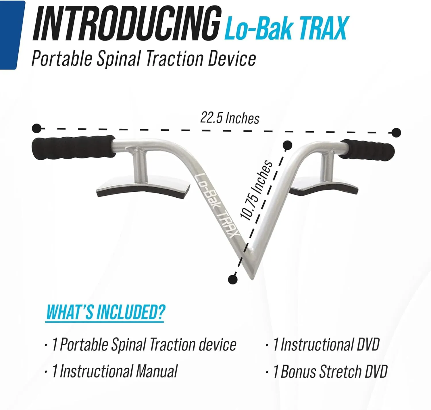 Lo-Bak TRAX by EZ-Bak Lumbar Spine Stretcher - Upper and Lower Back Stretcher for Herniated Disc & Sciatica Scoliosis - Portable Lumbar Traction Device for Spinal Decompression and Back Pain
