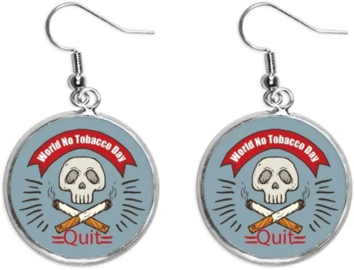 Logo l No Tobacco Day Ear Dangle Silver Drop Earring Jewelry Woman