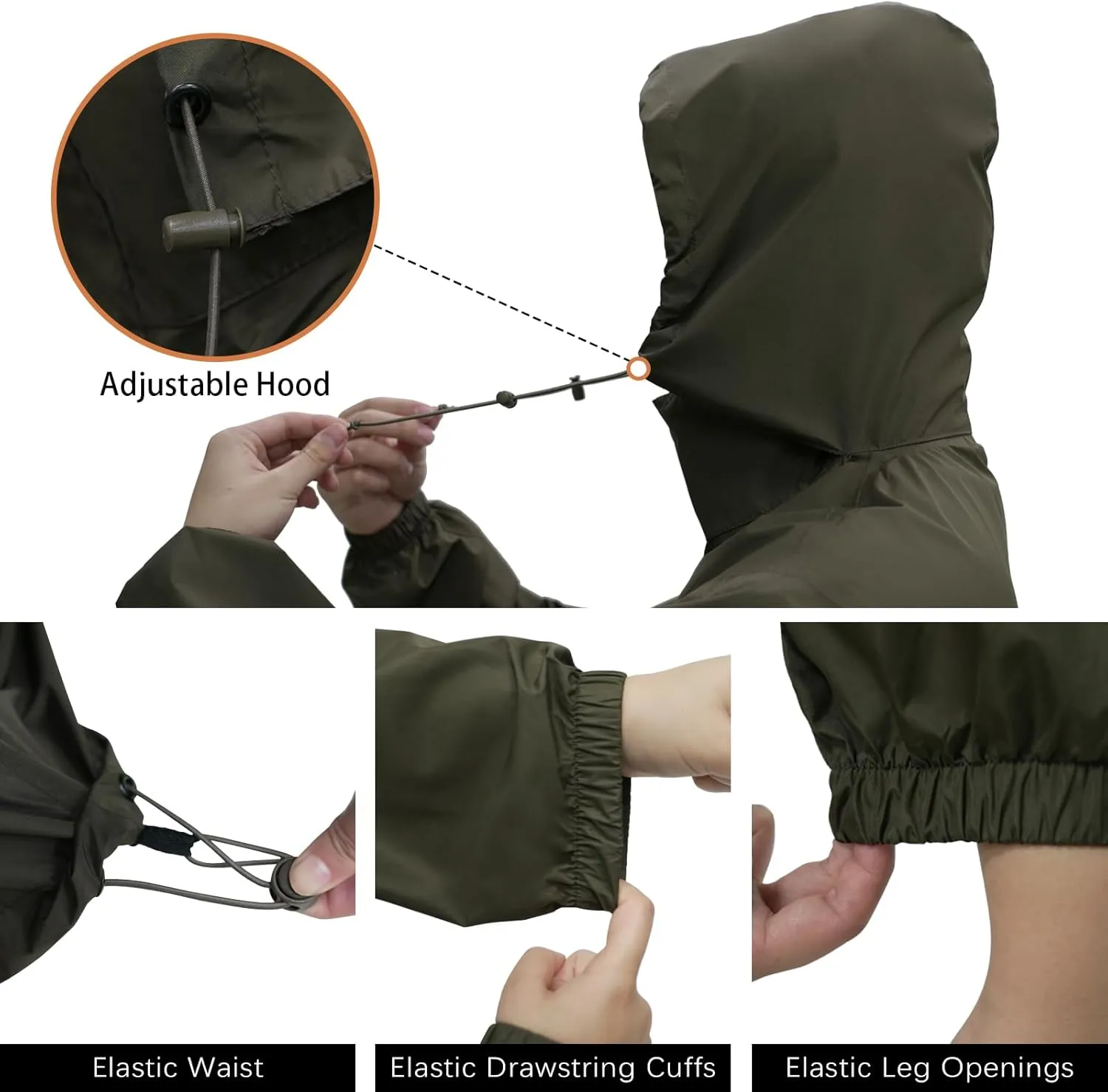 LOOGU Men's Rain Suit - Rain Gear for Men Waterproof, Lightweight Rain Coat, Breathable Mens Rain Jackets Hood and Pants