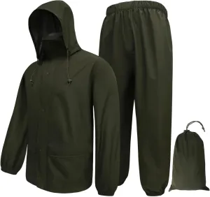 LOOGU Men's Rain Suit - Rain Gear for Men Waterproof, Lightweight Rain Coat, Breathable Mens Rain Jackets Hood and Pants