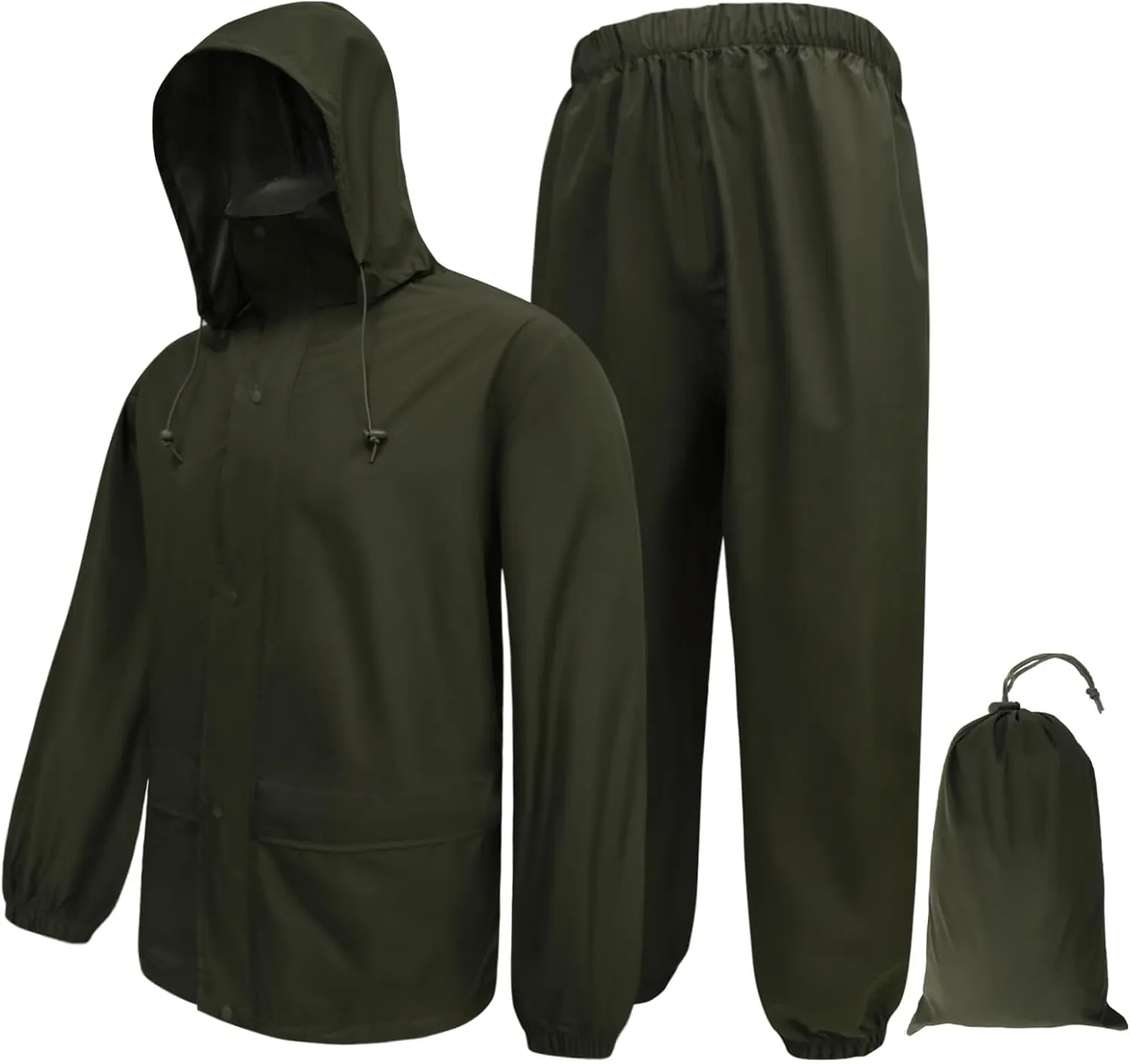 LOOGU Men's Rain Suit - Rain Gear for Men Waterproof, Lightweight Rain Coat, Breathable Mens Rain Jackets Hood and Pants