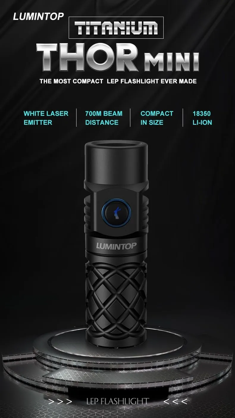 LUMINTOP Thor Mini Rechargeable LEP Flashlight - 250 Lumens, 700 Meters Range, Laser Technology, Waterproof, Eco-Friendly, Long-Lasting
