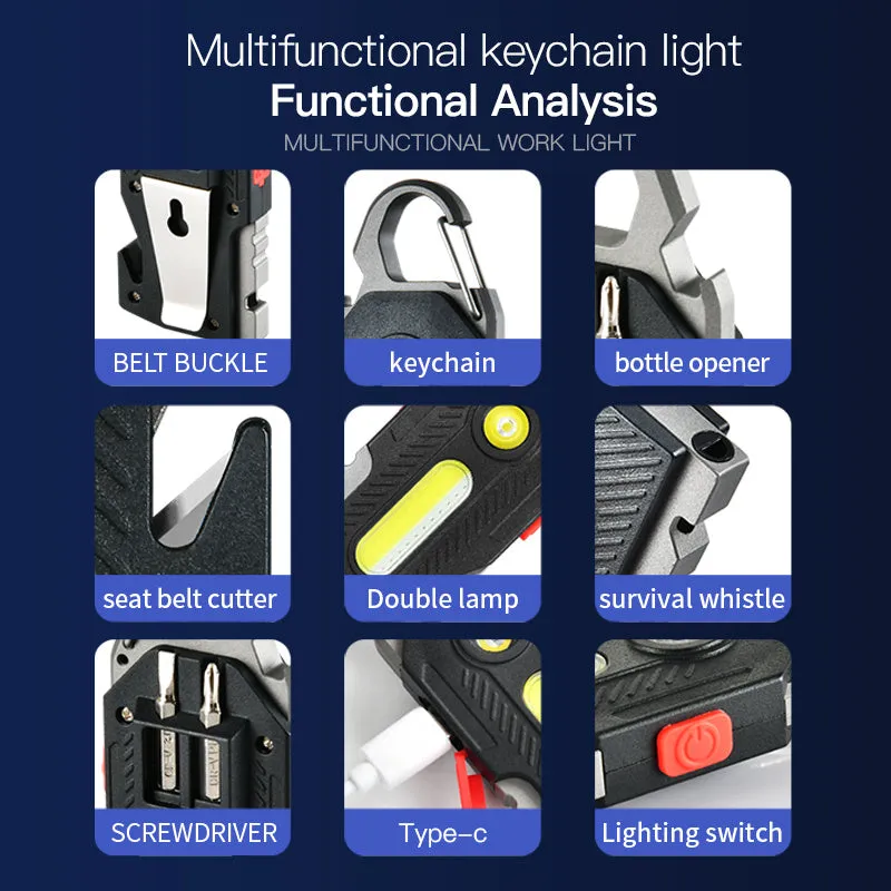 LUMIO MiniPro COB Keychain Flashlight – Ultra-Bright Rechargeable Mini Light for Camping & Emergency Use