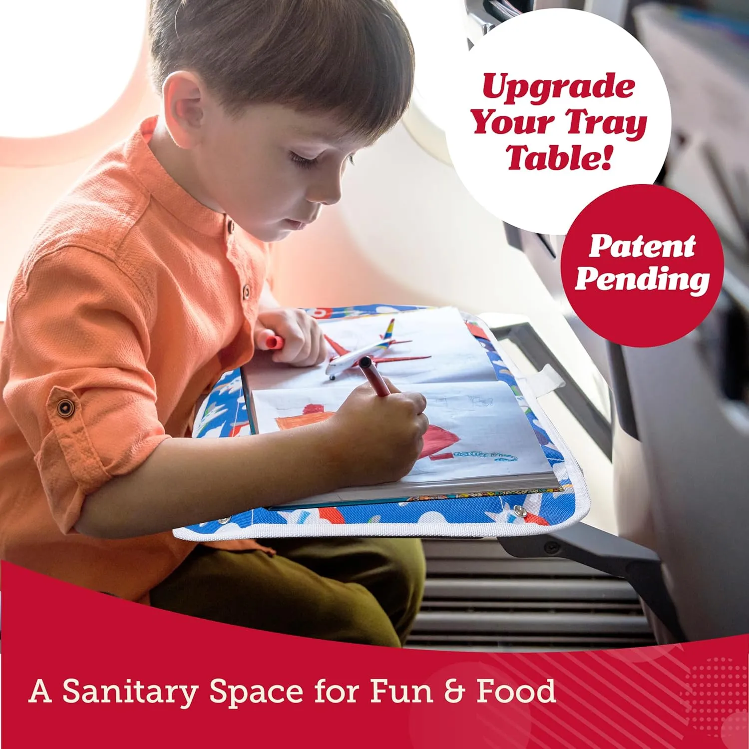 Lusso Gear Kids Airplane Tray Table Cover with Pockets - Travel Essentials for Toddlers - Travel Tray for Kids on Plane or Train - Airplane Must Haves and Flying Essentials - Baby Must Have (Unicorns)