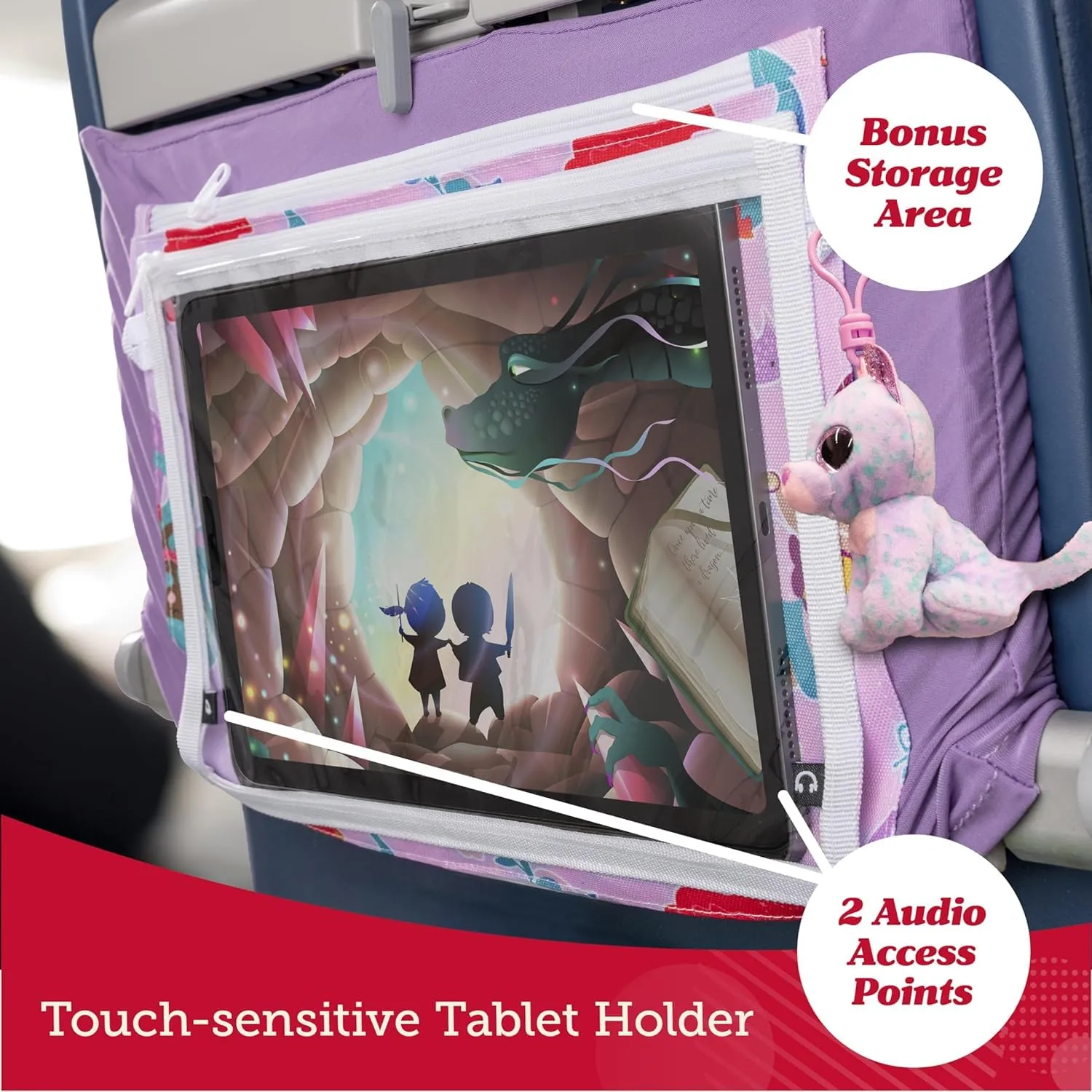 Lusso Gear Kids Airplane Tray Table Cover with Pockets - Travel Essentials for Toddlers - Travel Tray for Kids on Plane or Train - Airplane Must Haves and Flying Essentials - Baby Must Have (Unicorns)