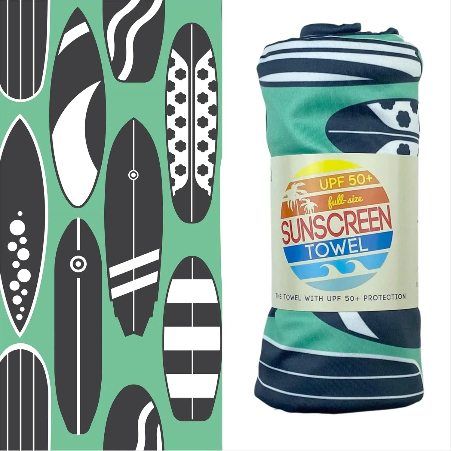 Luv Bug UPF Pool/Beach Towel, Sunscreen Towel, UV Protection, UPF 50 , Sand Free, Absorbent, & Quick Drying for Swimming, Beaches, Camping, & Travel (28.5" x 58.5", Surf Vibes)