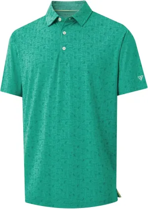 M MAELREG Golf Shirts for Men Print Performance Moisture Wicking Dry Fit Heather Stripe Collared Mens Polo Shirt Short Sleeve