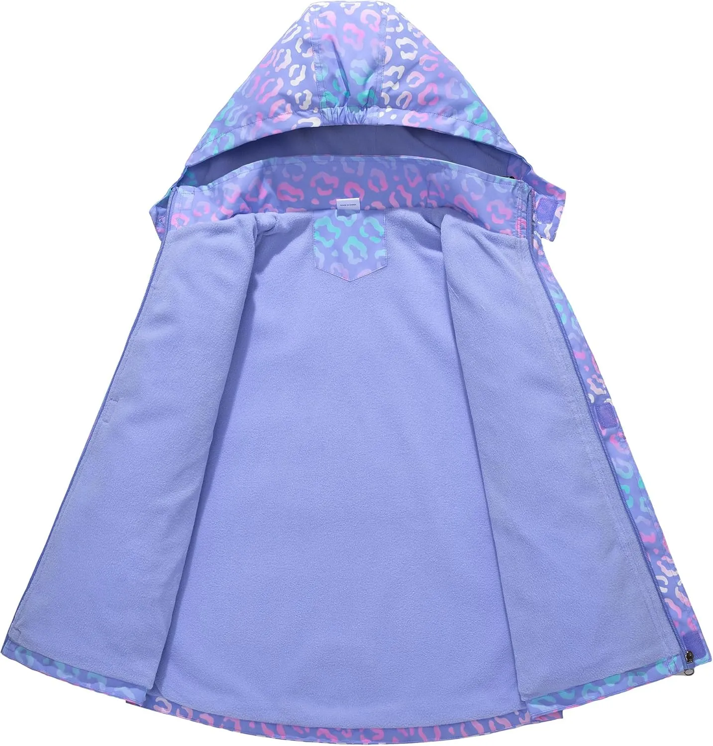 M2C Girls Outdoor Floral Fleece Lined Light Windproof Jacket with Hood