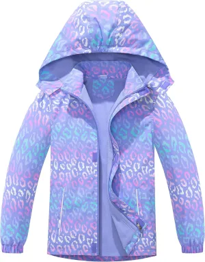 M2C Girls Outdoor Floral Fleece Lined Light Windproof Jacket with Hood
