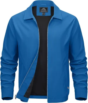 MAGCOMSEN Men's Lightweight Jackets Full Zip Up Light Coat Laydown Collar Jacket Casual Windbreaker Jacket with Zip Pockets