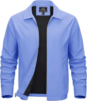 MAGCOMSEN Men's Lightweight Jackets Full Zip Up Light Coat Laydown Collar Jacket Casual Windbreaker Jacket with Zip Pockets