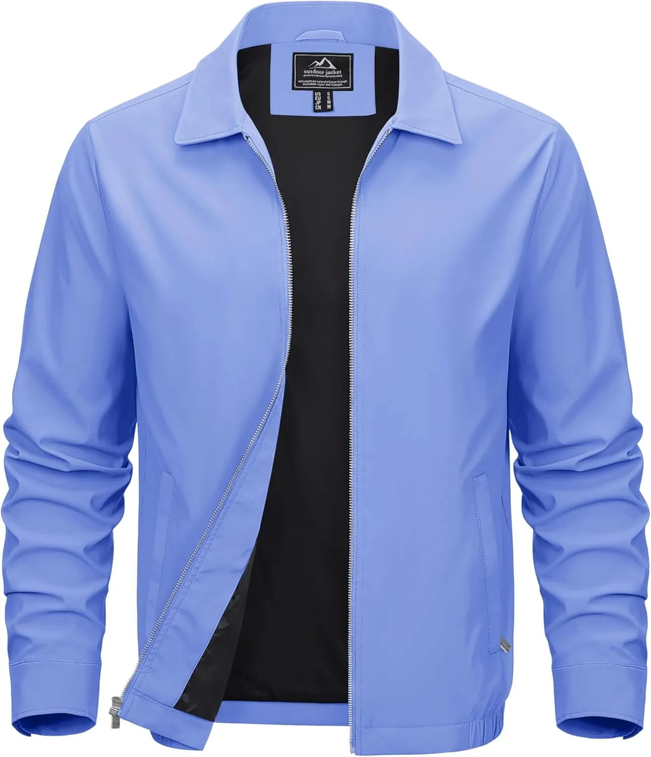 MAGCOMSEN Men's Lightweight Jackets Full Zip Up Light Coat Laydown Collar Jacket Casual Windbreaker Jacket with Zip Pockets