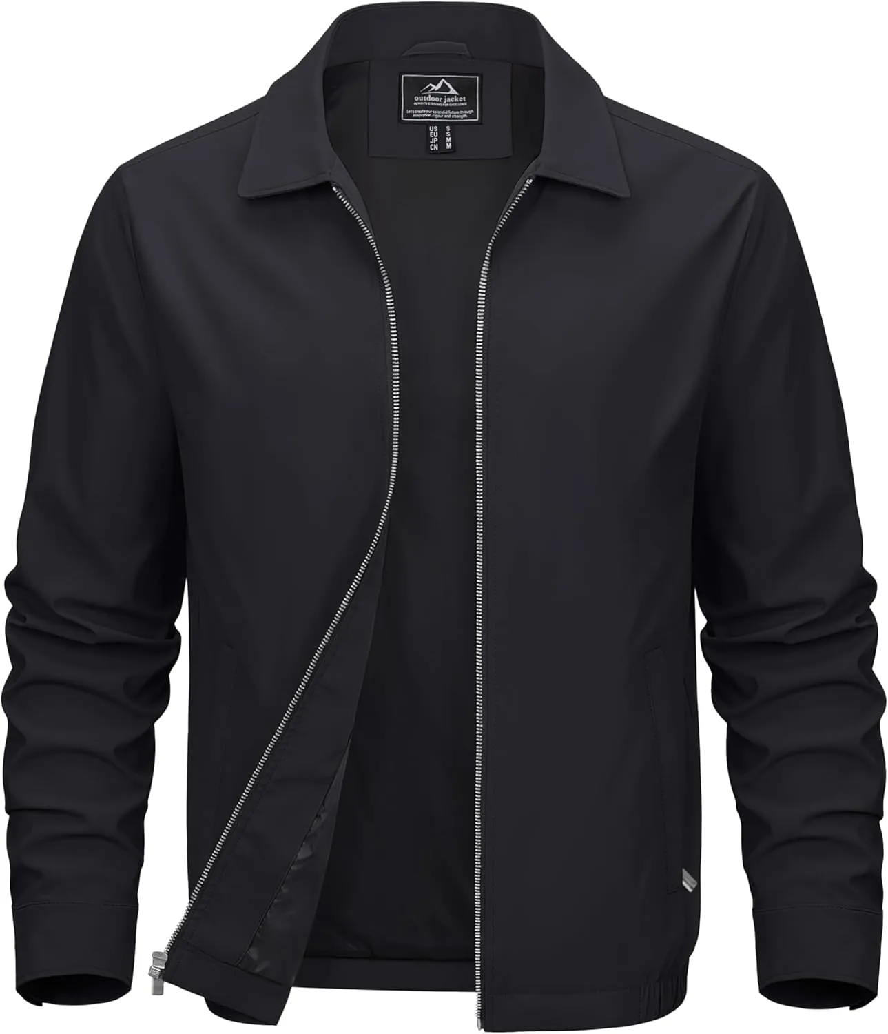MAGCOMSEN Men's Lightweight Jackets Full Zip Up Light Coat Laydown Collar Jacket Casual Windbreaker Jacket with Zip Pockets