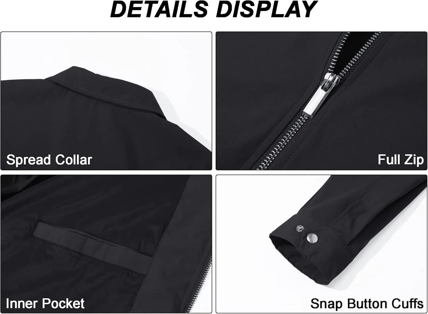 MAGCOMSEN Men's Lightweight Jackets Full Zip Up Light Coat Laydown Collar Jacket Casual Windbreaker Jacket with Zip Pockets