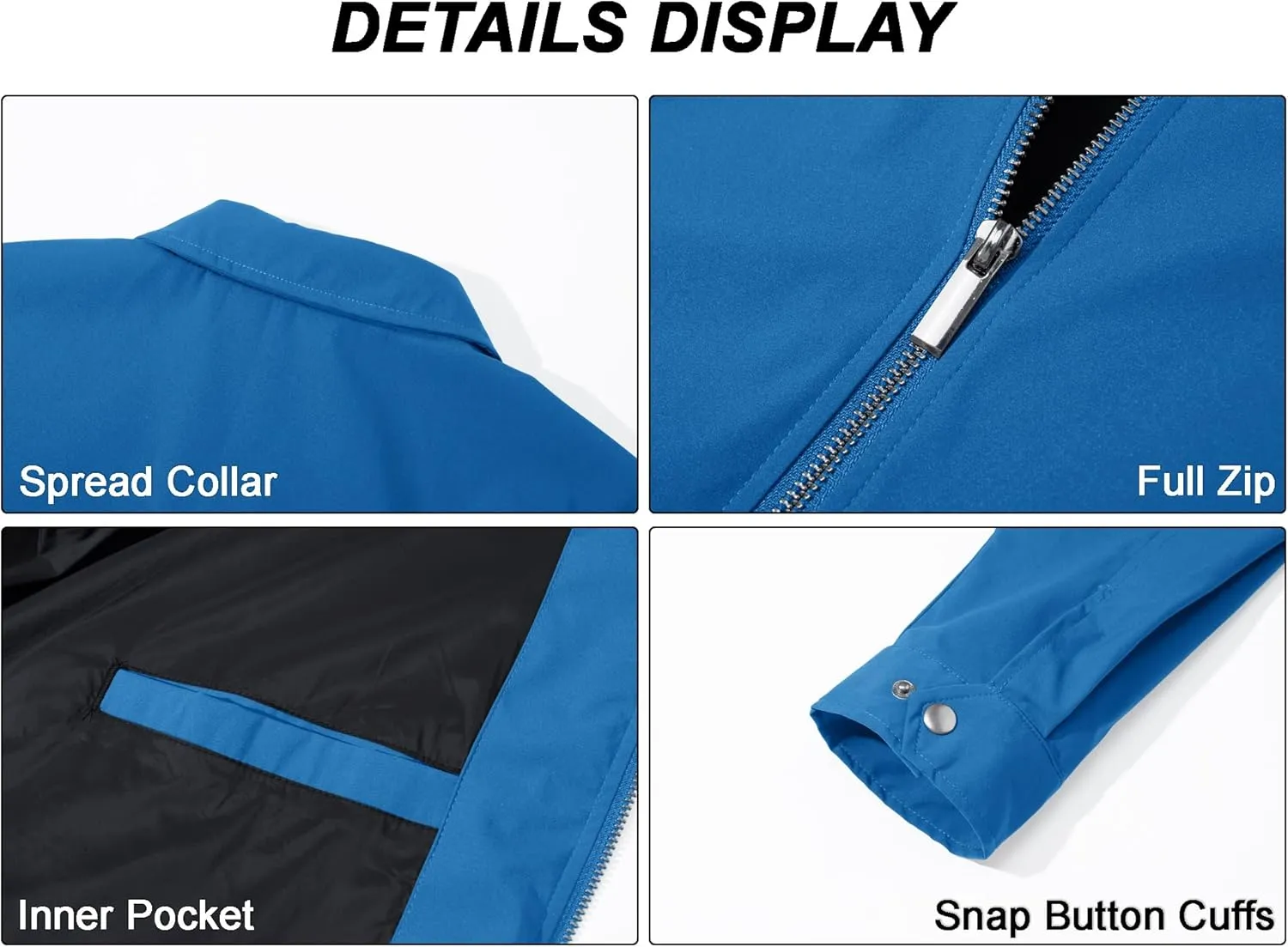 MAGCOMSEN Men's Lightweight Jackets Full Zip Up Light Coat Laydown Collar Jacket Casual Windbreaker Jacket with Zip Pockets