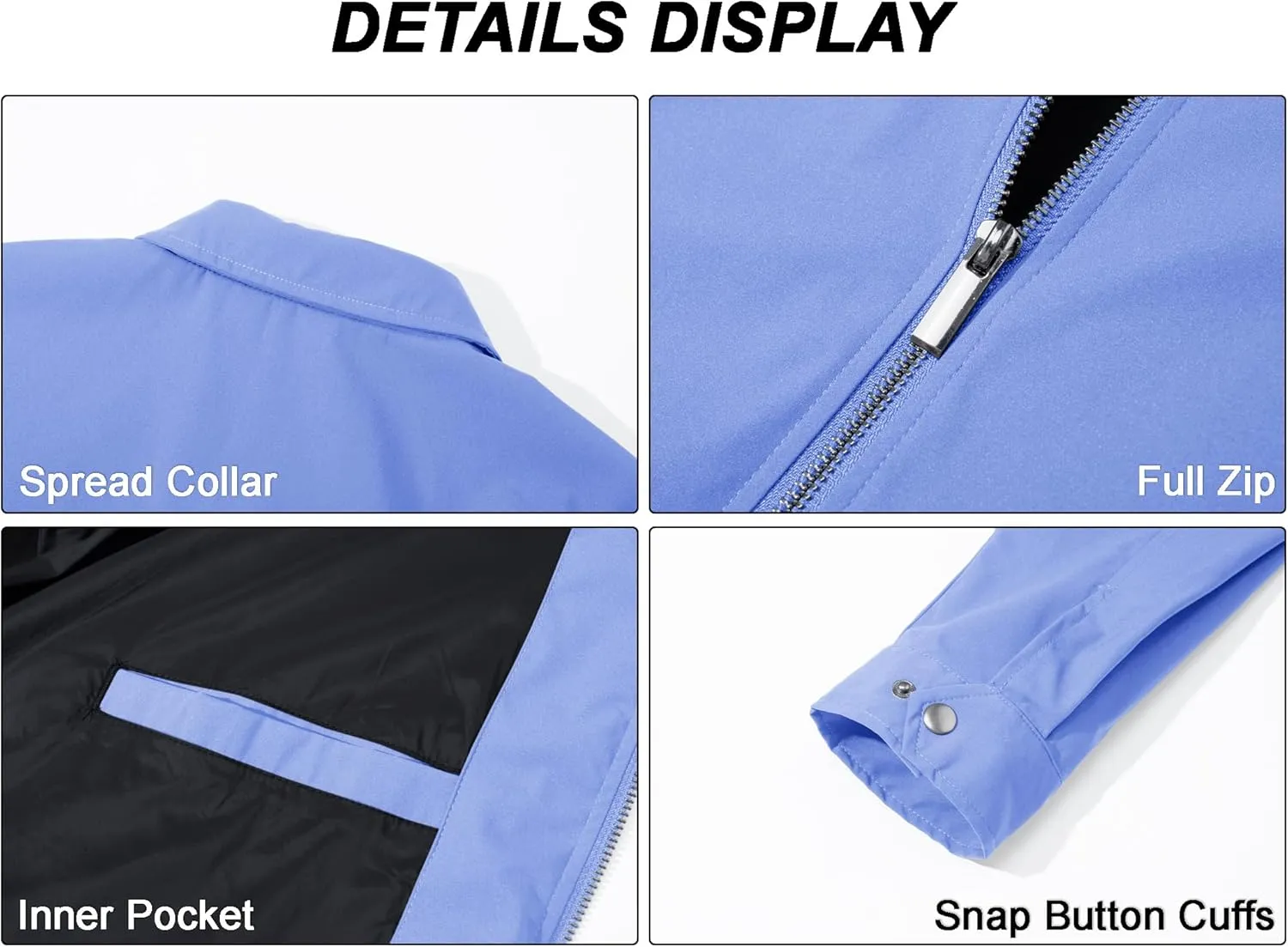 MAGCOMSEN Men's Lightweight Jackets Full Zip Up Light Coat Laydown Collar Jacket Casual Windbreaker Jacket with Zip Pockets