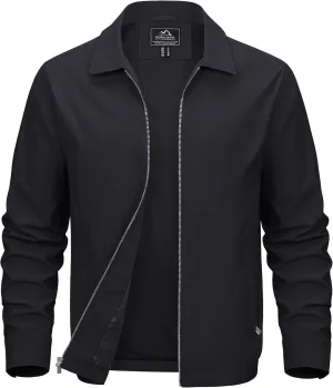 MAGCOMSEN Men's Lightweight Jackets Full Zip Up Light Coat Laydown Collar Jacket Casual Windbreaker Jacket with Zip Pockets