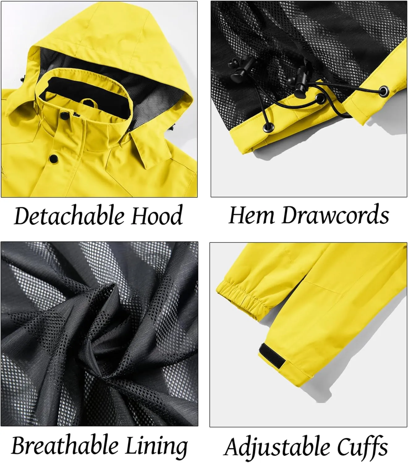 MAGCOMSEN Men's Lightweight Windbreaker Rain Jacket Raincoat with Detachable Hood for Hiking Fishing Activewear