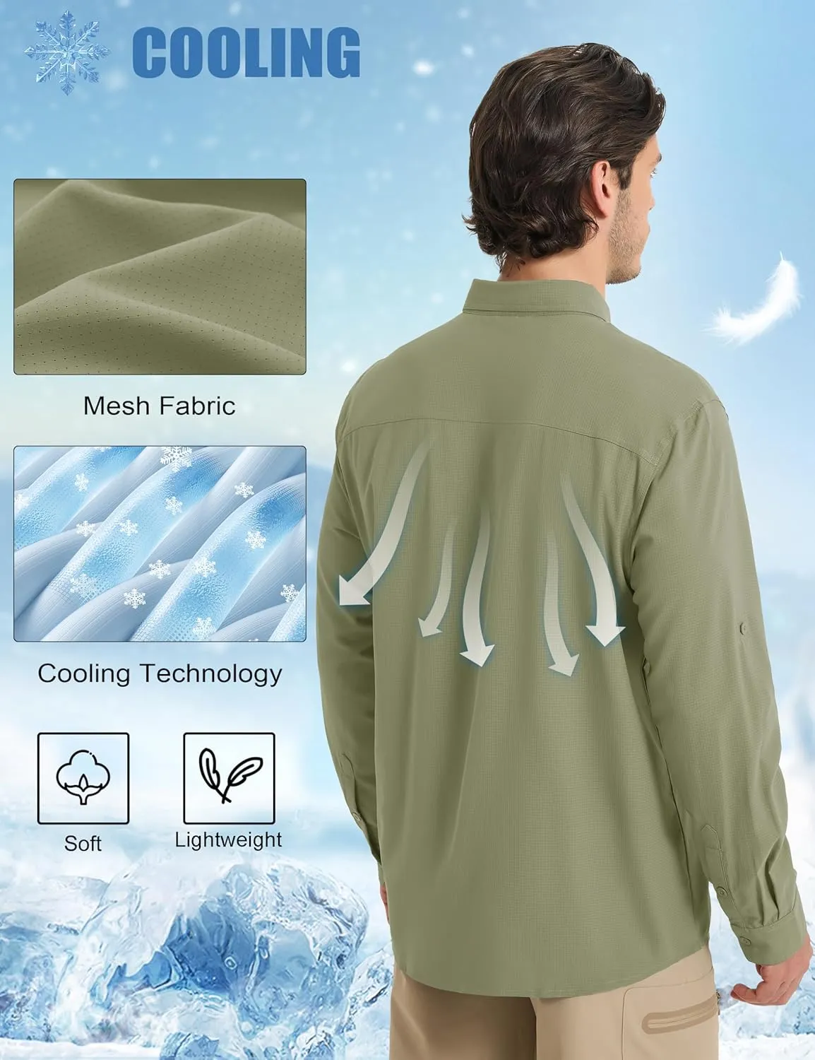MAGCOMSEN Men's Sun Protection Fishing Shirts UPF 50  UV Quick Dry Long Sleeve Button Down Shirts Safari Hiking Travel