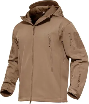 MAGCOMSEN Men's Tactical Jacket 7 Pockets Performance Fleece Lined Water Resistant Soft Shell Winter Coats