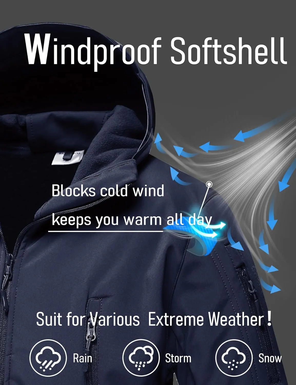 MAGCOMSEN Men's Tactical Jacket 7 Pockets Performance Fleece Lined Water Resistant Soft Shell Winter Coats