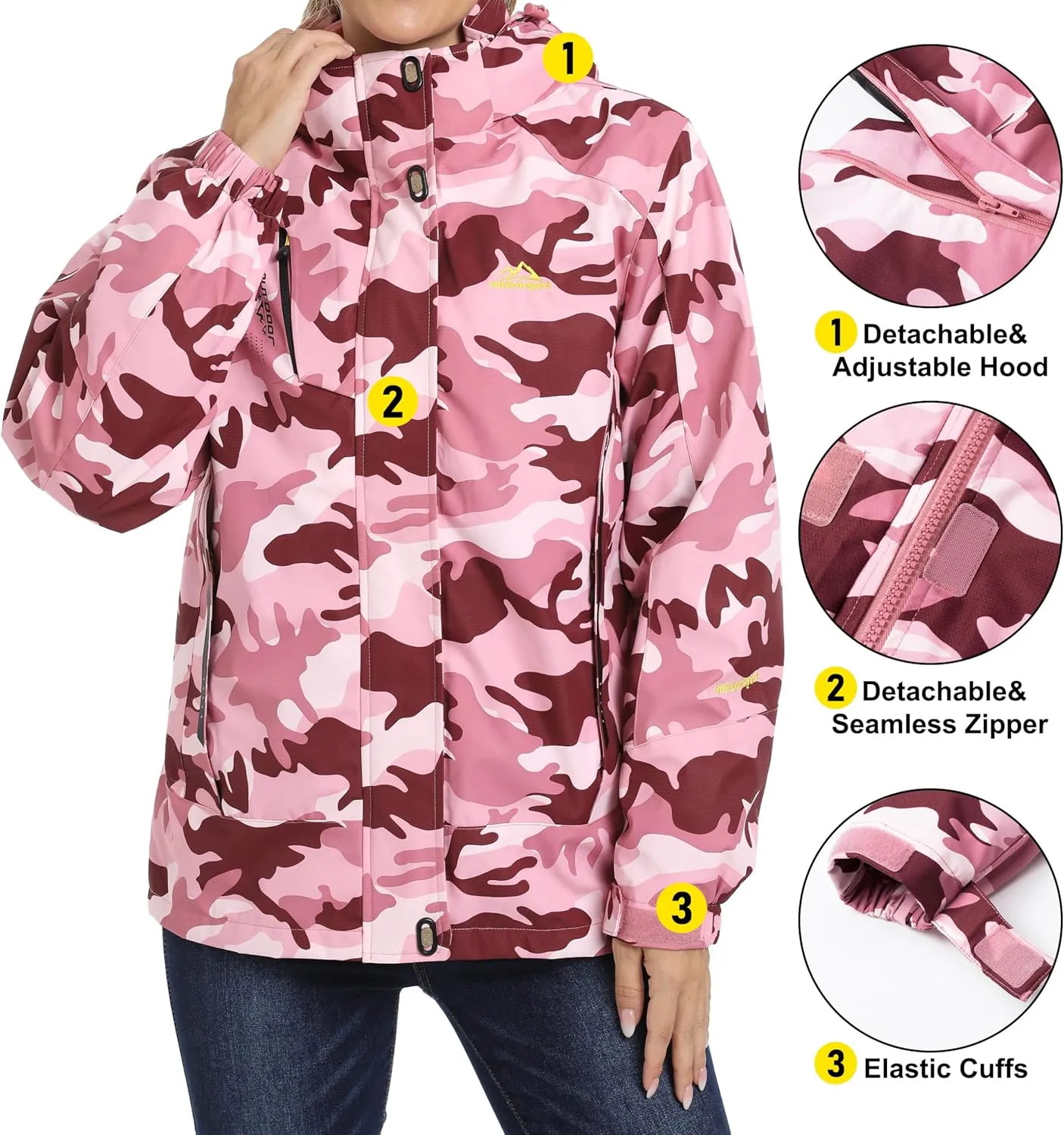 MAGCOMSEN Women's 3-in-1 Winter Coats Snow Ski Jacket Waterproof Windproof Fleece Lined Winter Jacket Parka