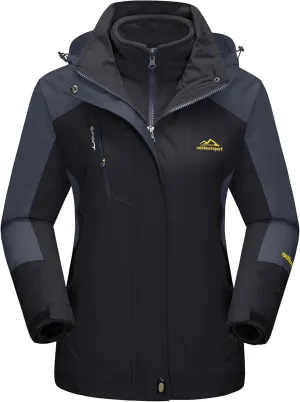 MAGCOMSEN Women's 3-in-1 Winter Coats Snow Ski Jacket Waterproof Windproof Fleece Lined Winter Jacket Parka