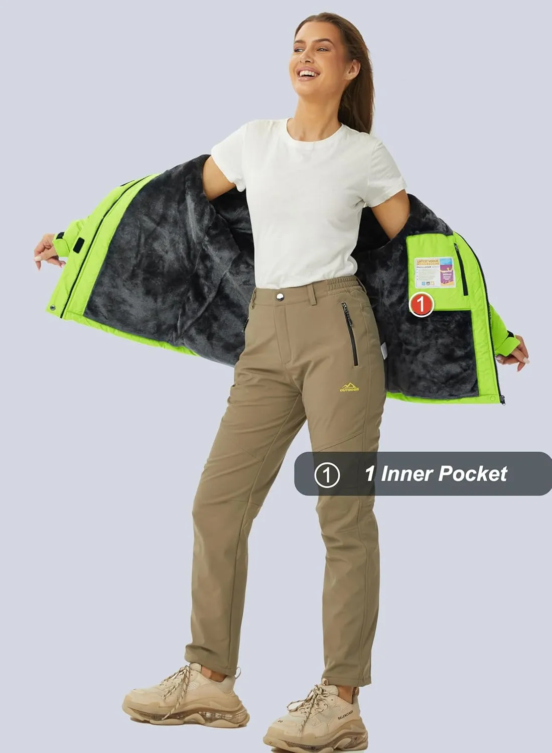 MAGCOMSEN Women's Ski Jacket Waterproof Insulated Snow Jacket Warm Windproof Winter Coats with Hood Fleece Lined Jacket