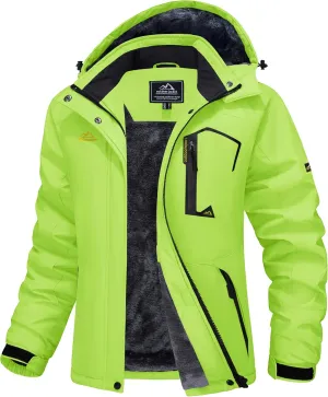 MAGCOMSEN Women's Ski Jacket Waterproof Insulated Snow Jacket Warm Windproof Winter Coats with Hood Fleece Lined Jacket
