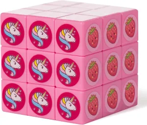 Magic Cube 3x3 for Girls Pink Color and Smooth Stickerless Game Brain for Kids - Educational Smart Fun Puzzle Toy Ideal Gift Birthday The Original Little Unicorn Kawaii Room Desk Decor