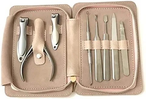 Manicure Set 8 Pieces Pedicure Care Tool Stainless Steel Nail Clippers Adjustable Nail Clipper Set Nail Tools Nail Clippers Pedicure Kit (Color : Silver)