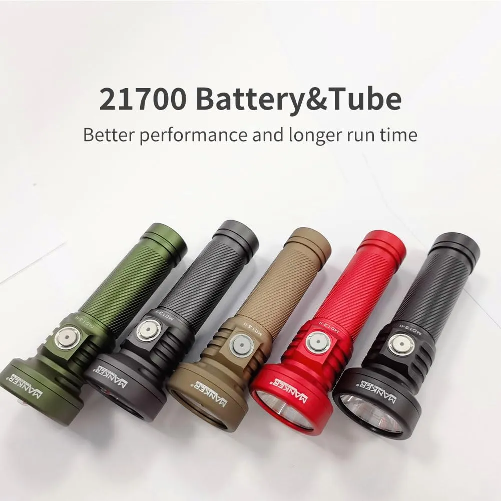 MANKER MC13 II (High-end Version, with Extender Tube) Rechargeable Adjustable Body Compact Flashlight, SBT90.2 LED 4500 Lumen 665m Beam Distance (Excluded Battery) (Red)