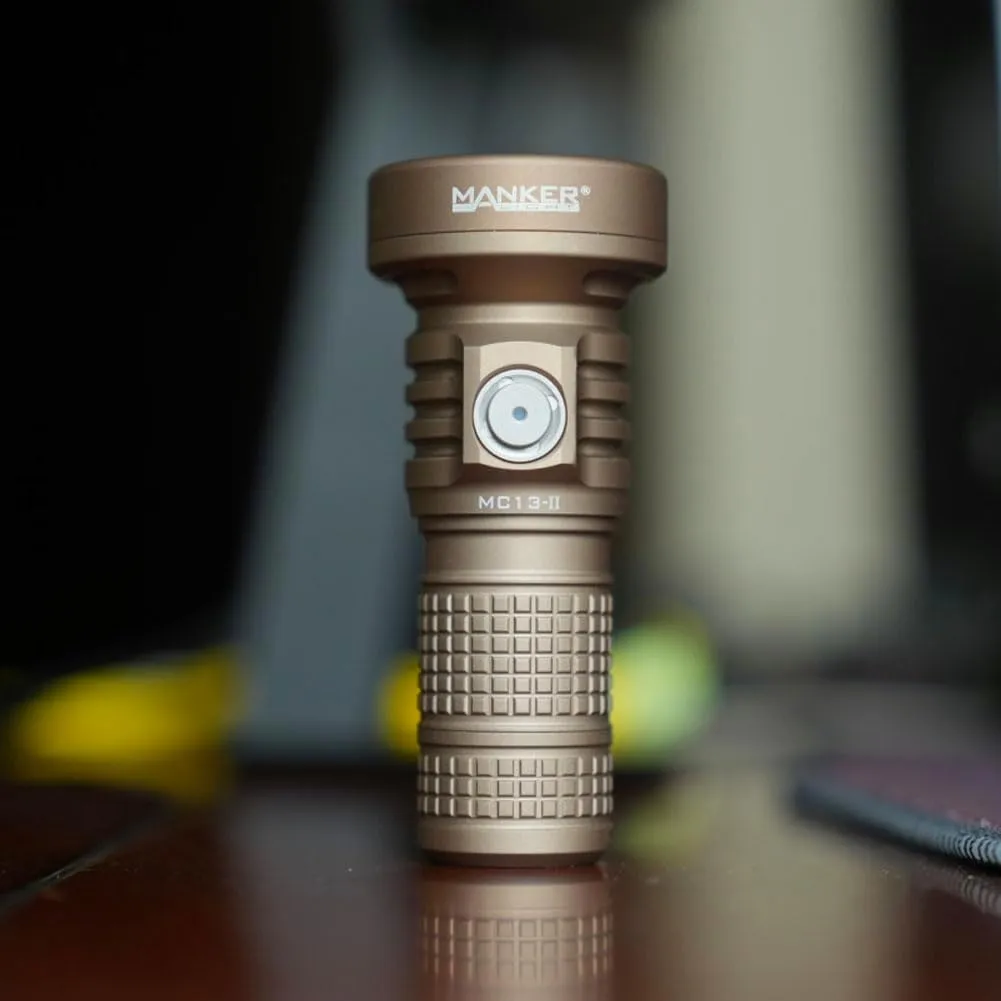 MANKER MC13 II (Standard Version) Rechargeable Adjustable Body Compact Flashlight,SFT40 LED 1800 Lumen 600m Beam Distance (Excluded Battery) (Sand)