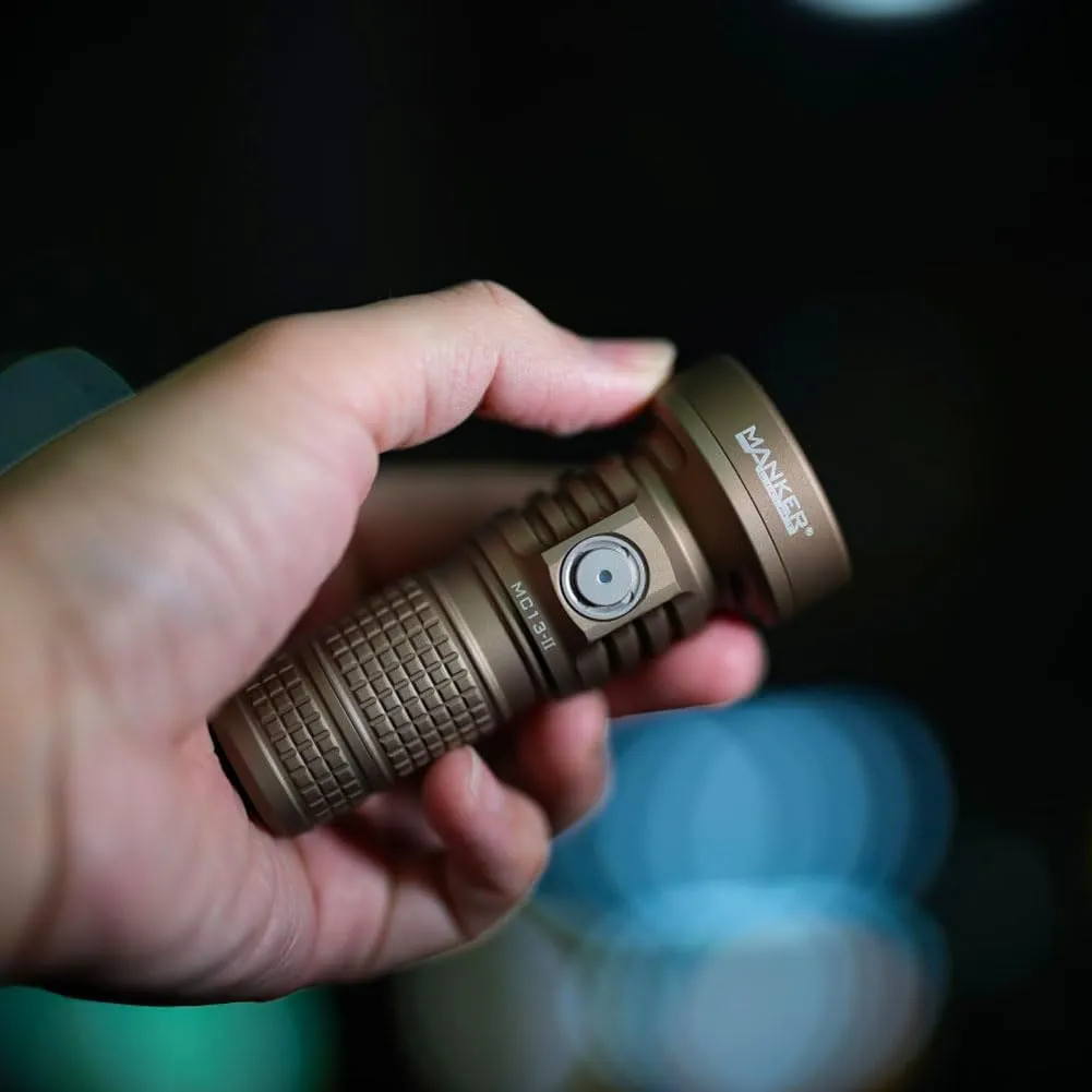 MANKER MC13 II (Standard Version) Rechargeable Adjustable Body Compact Flashlight,SFT40 LED 1800 Lumen 600m Beam Distance (Excluded Battery) (Sand)