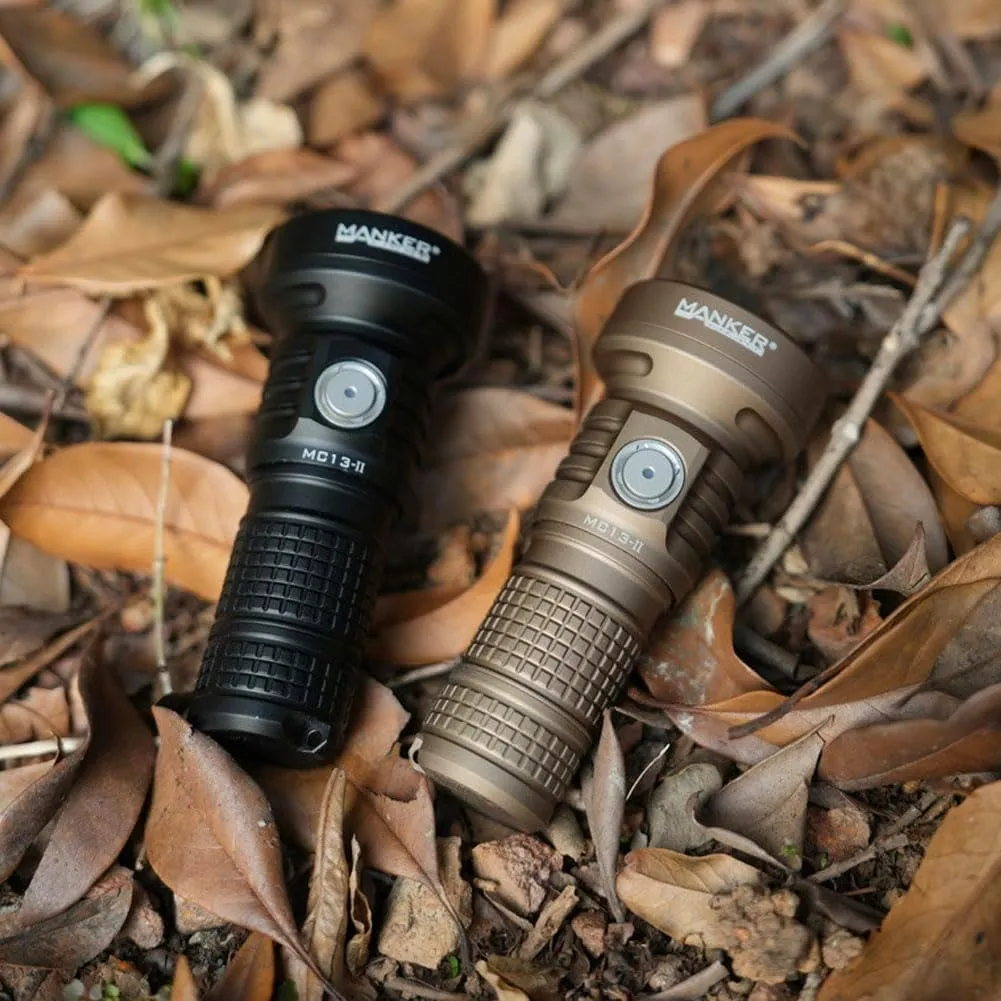 MANKER MC13 II (Standard Version) Rechargeable Adjustable Body Compact Flashlight,SFT40 LED 1800 Lumen 600m Beam Distance (Excluded Battery) (Sand)