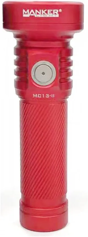 MANKER MC13 II (Standard Version, with Extender Tube) Rechargeable Adjustable Body Compact Flashlight, SFT40 LED 2000 Lumen 600m Beam Distance (Excluded Battery)(Red)