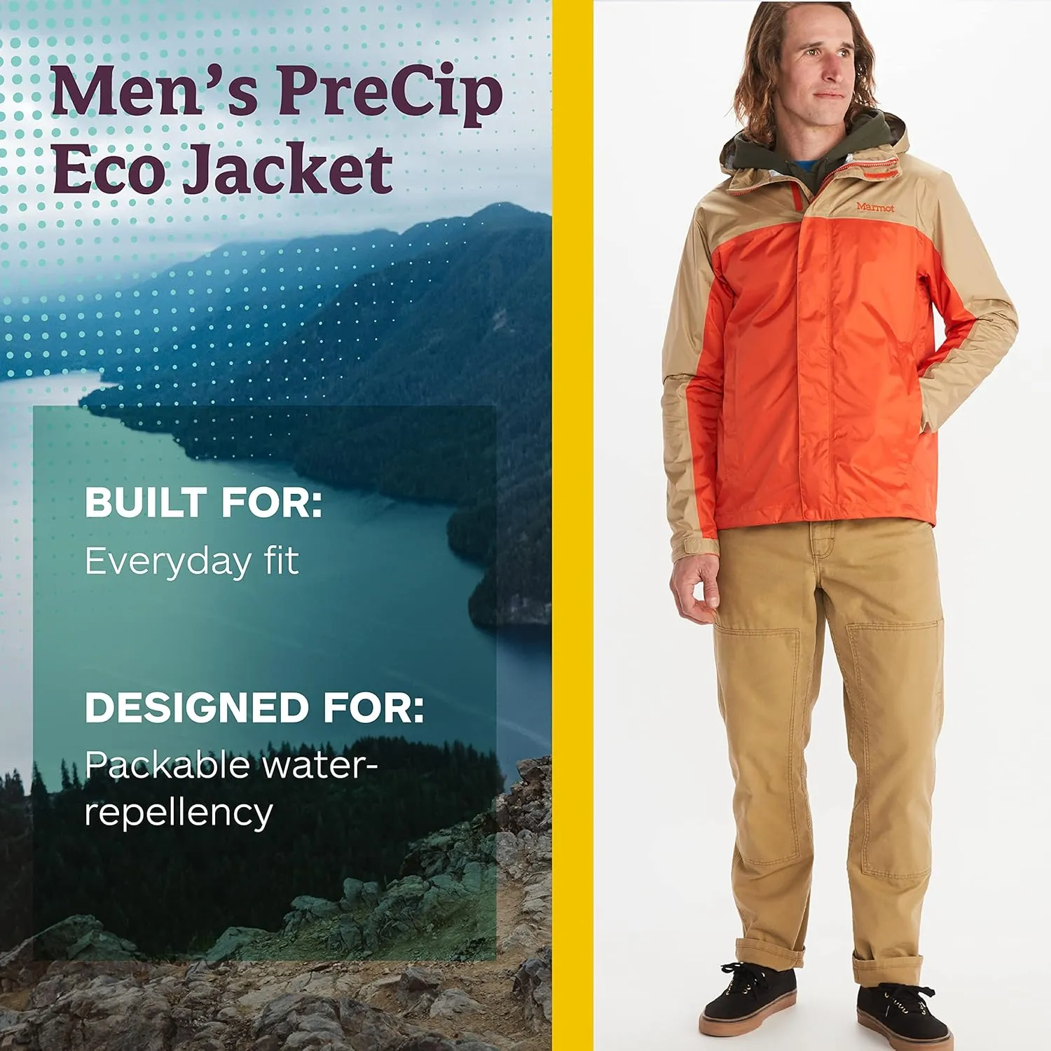 MARMOT Men's Precip Eco Waterproof Rain Jacket - 100% Recycled, Breathable, Lightweight, Packable Raincoat