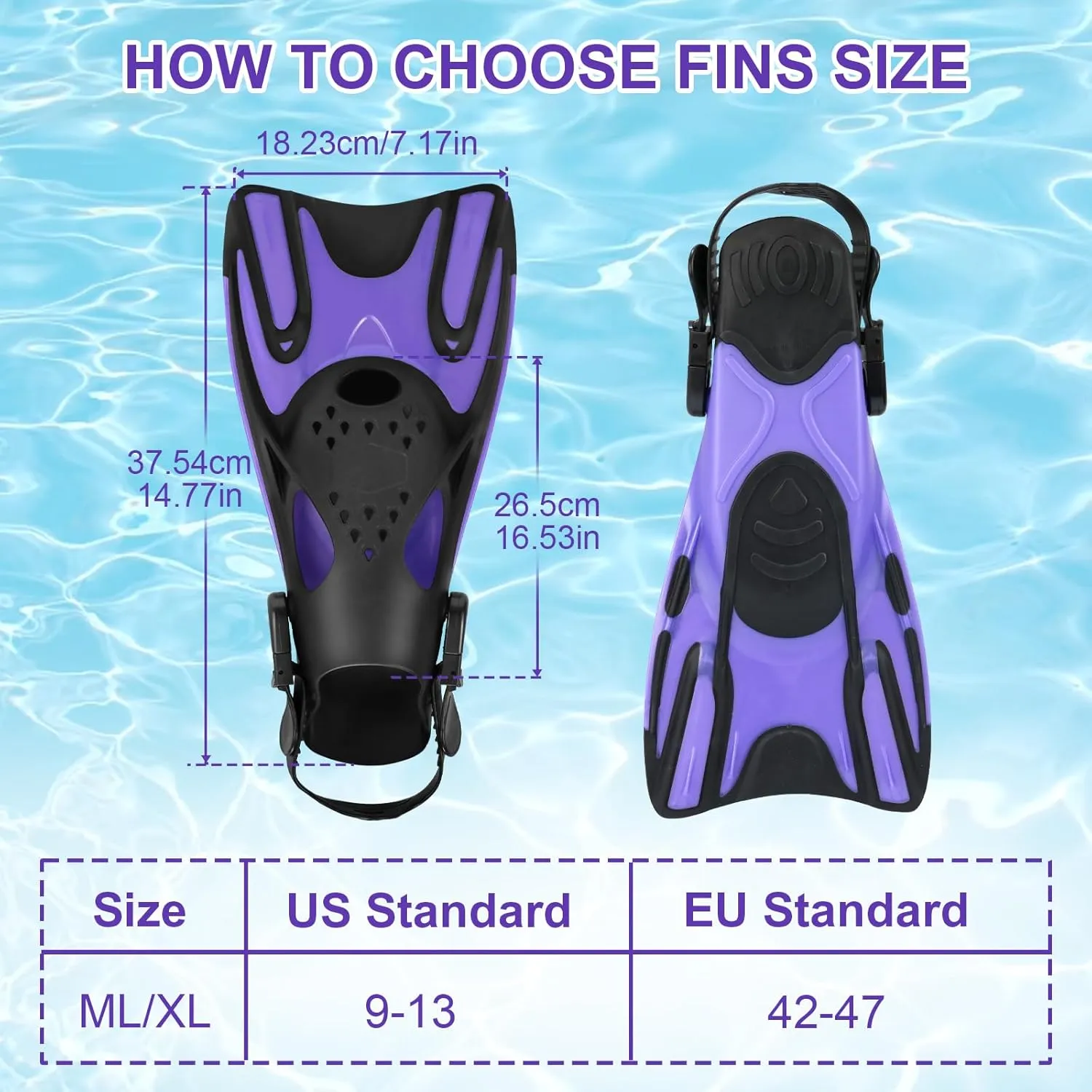 Mask Fins Snorkel Set, Snorkeling Gear for Adults, Panoramic View Diving Mask Anti-Fog, Anti-Leak, Dry Top Snorkel and Dive Flippers with Travel Bag for Snorkeling Swimming