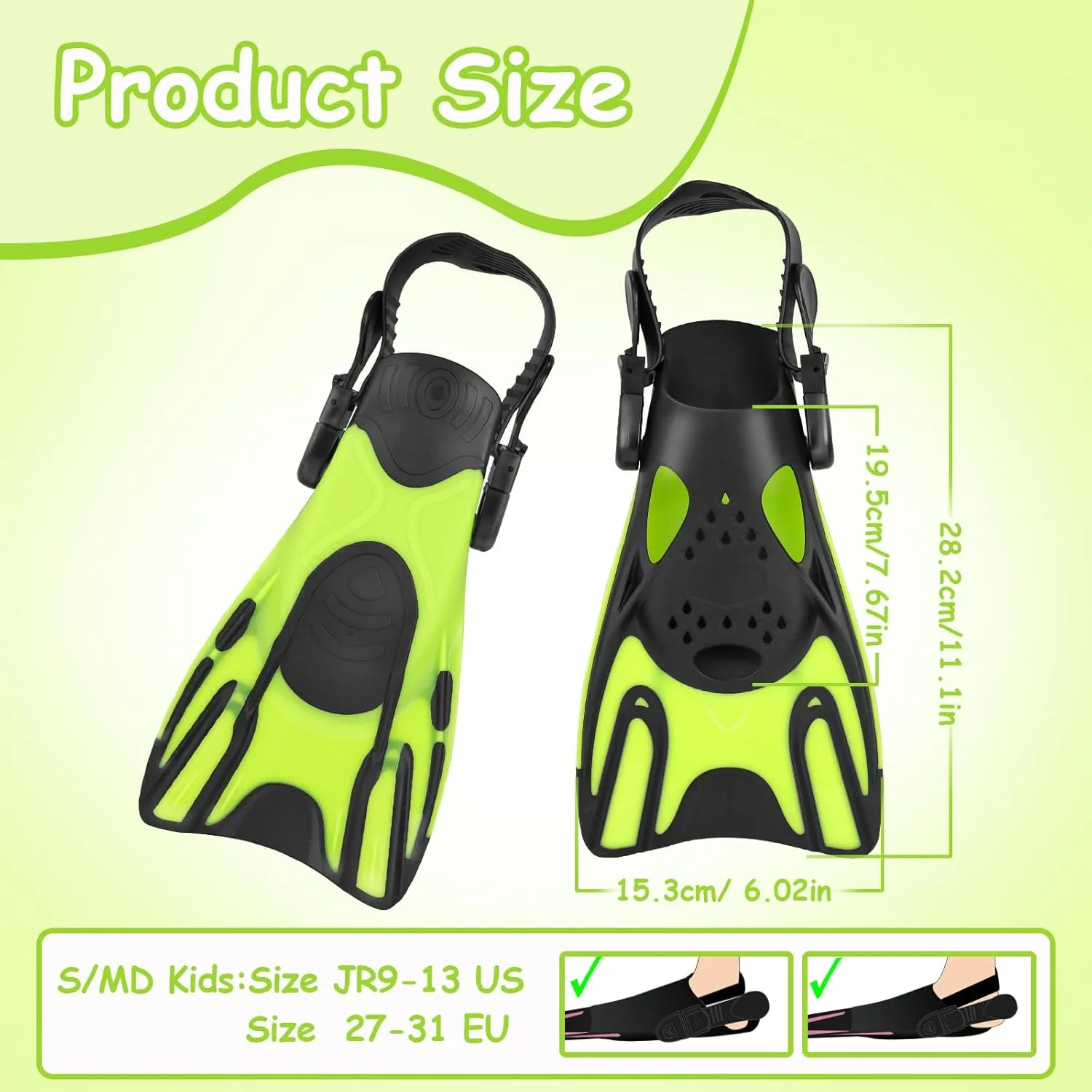 Mask Fins Snorkel Set, Snorkeling Gear for Kids, Panoramic View Diving Mask Anti-Fog, Anti-Leak, Dry Top Snorkel and Dive Flippers with Travel Bag, for Kid Snorkeling Swimming