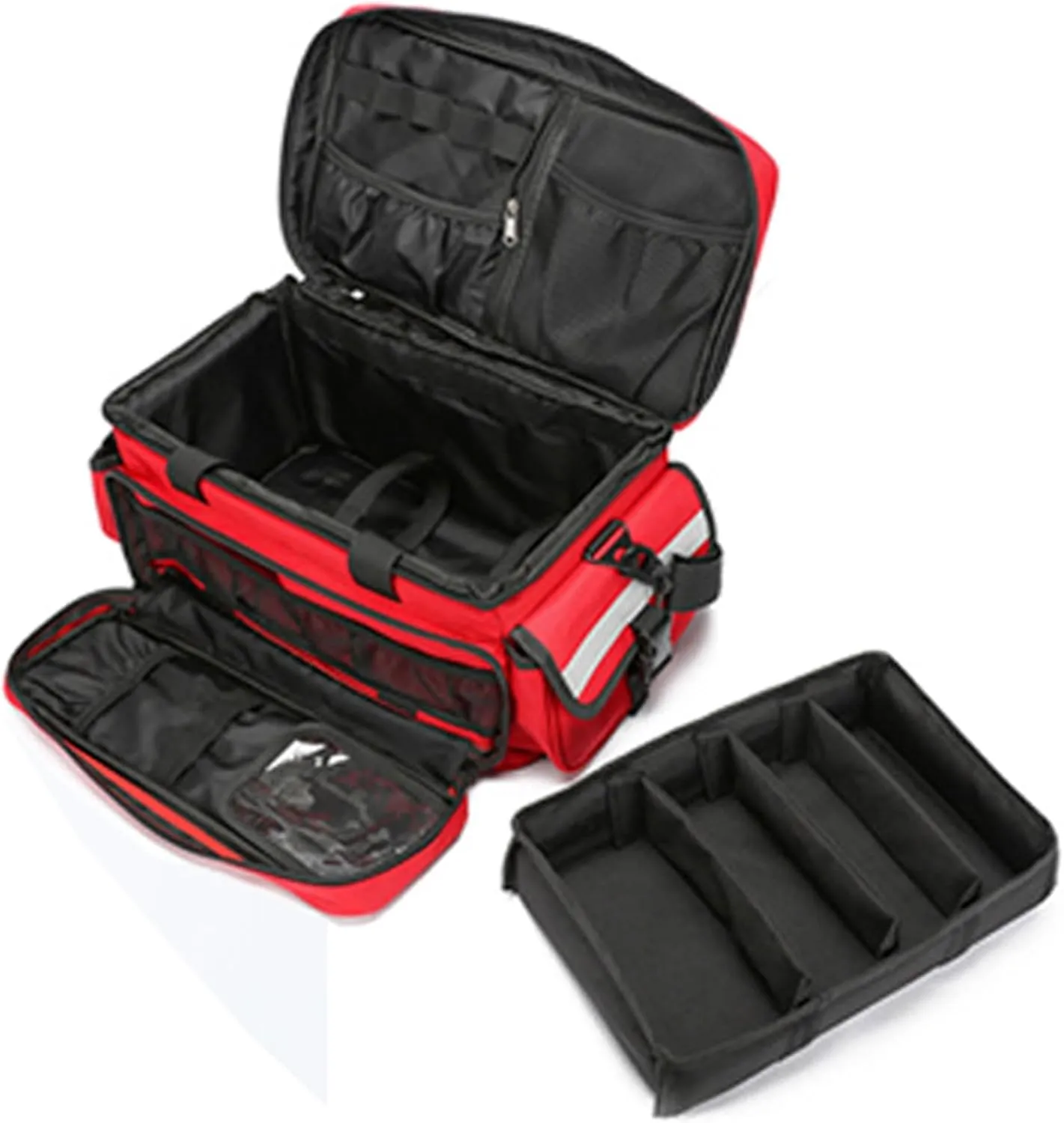 Medical Bag,First Aid Bag,First Responder Bag for Trauma,Emergency Bag Medical Bag Organizer,Trauma Bag with Detachable Dividers, Medical Bag for Nurses,Home Health Care, EMT(Bag Only), Red