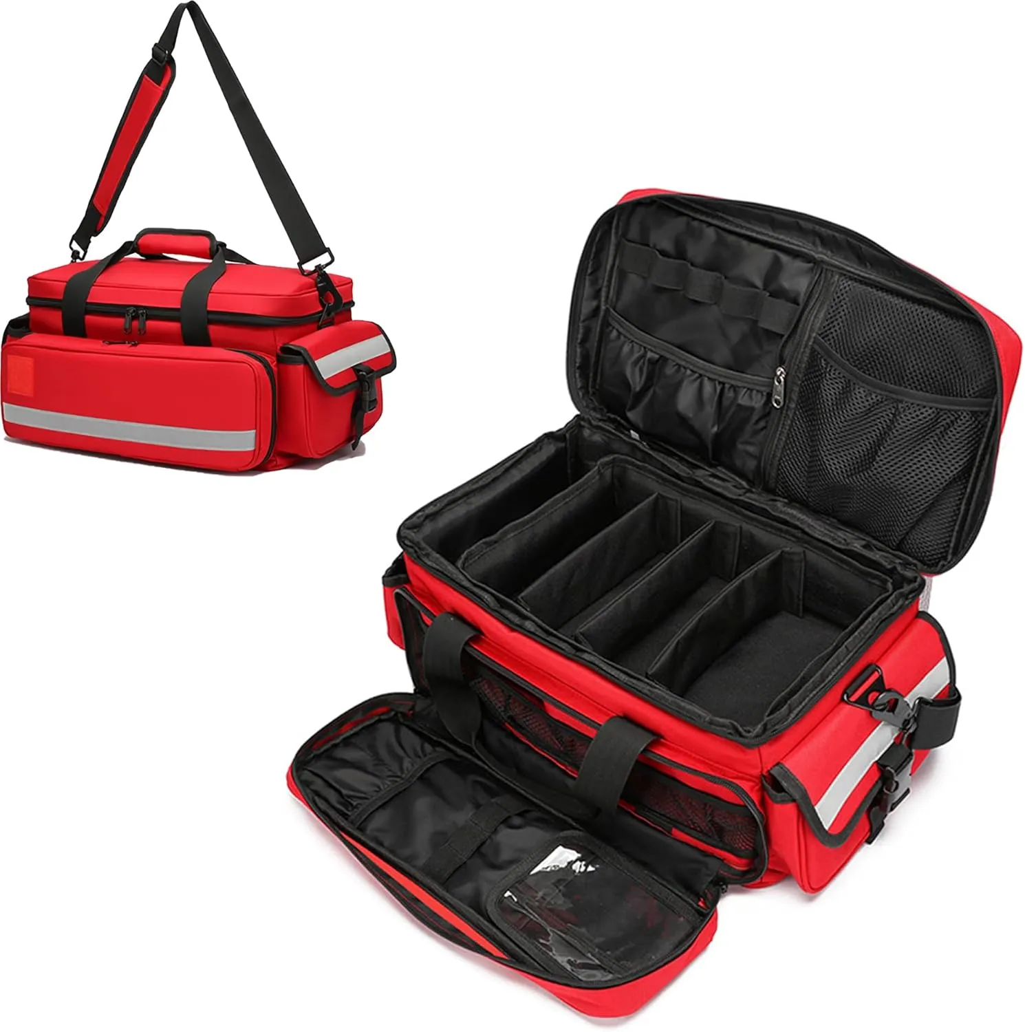 Medical Bag,First Aid Bag,First Responder Bag for Trauma,Emergency Bag Medical Bag Organizer,Trauma Bag with Detachable Dividers, Medical Bag for Nurses,Home Health Care, EMT(Bag Only), Red