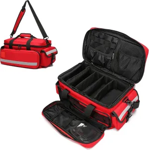 Medical Bag,First Aid Bag,First Responder Bag for Trauma,Emergency Bag Medical Bag Organizer,Trauma Bag with Detachable Dividers, Medical Bag for Nurses,Home Health Care, EMT(Bag Only), Red