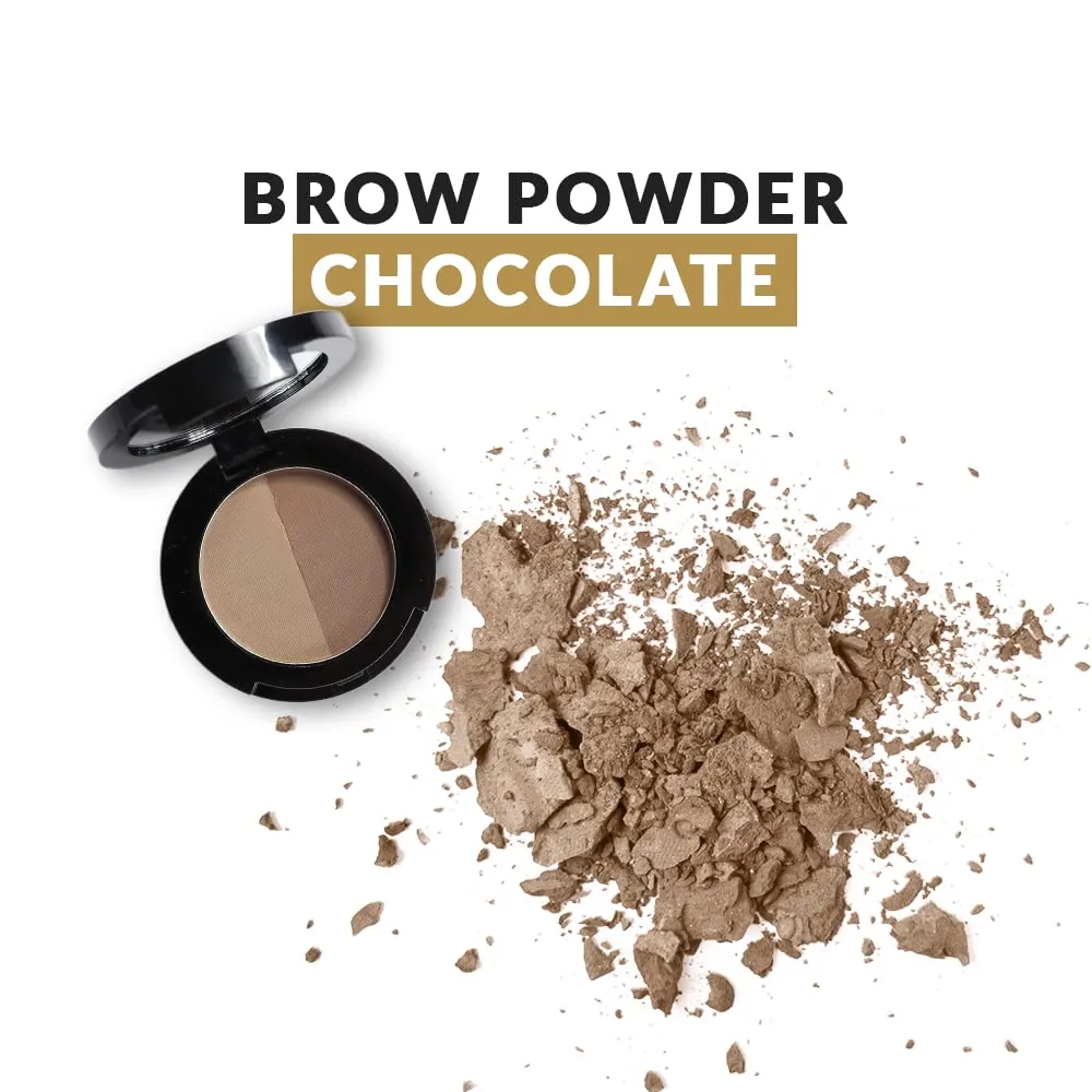 Mela Beauty Studio Brow Powder Duo | Two-shade Brow Powder Compact | Enhance Color and Fill in your Eyebrows | Get Naturally Beautiful Eyebrows | Smudge-proof humidity resistant Formula (Chocolate)