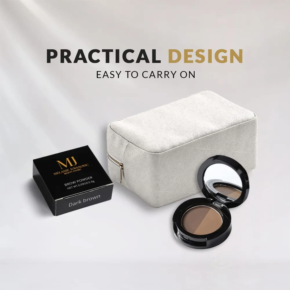 Mela Beauty Studio Brow Powder Duo | Two-shade Brow Powder Compact | Enhance Color and Fill in your Eyebrows | Get Naturally Beautiful Eyebrows | Smudge-proof humidity resistant Formula (Chocolate)