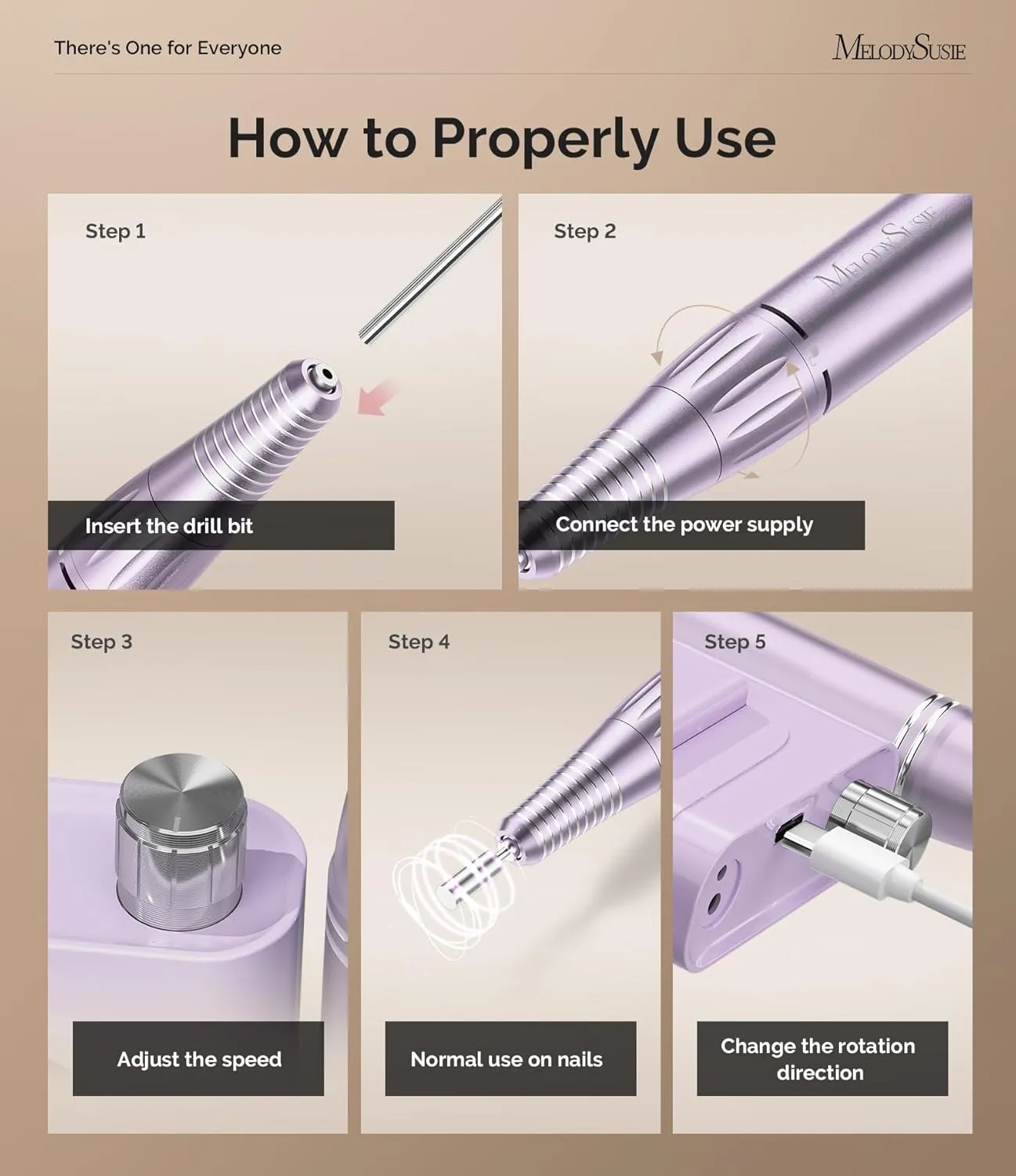 MelodySusie Professional Rechargeable Nail Drill 30000 RPM, Electric Nail File for Shaping, Removing & Polishing Gel Nails, Lightweight & Easy to Use, Ideal for Home & Salon Manicure Pedicure, SC300F