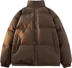 Men Puffer Jacket Lightweight Packable Quilted Bubble Down Jackets Winter Insulated Thick Outwear Zipper Soft Coats