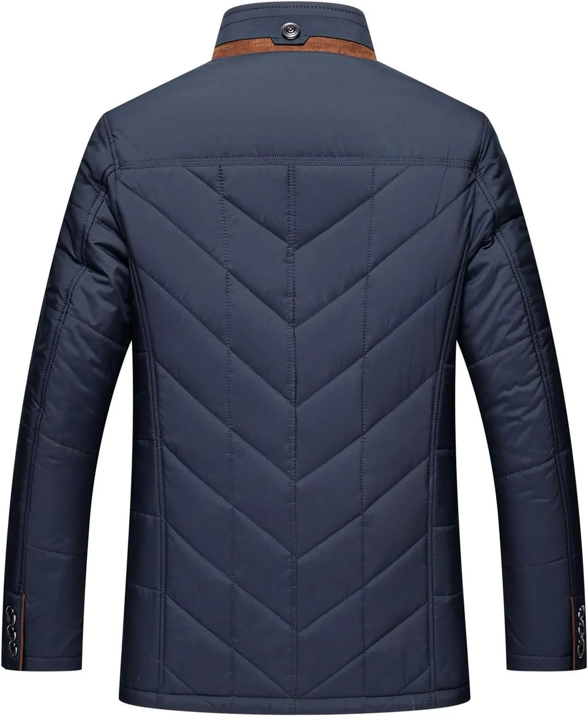 Men Winter Jackets Puffer Quilted Packable Stand Collar Long Sleeve Full Zip Coats Plus Size Puffy Thick Warm Jackets